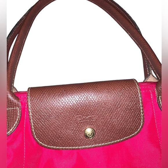 EUC Longchamp Le Pliage Long Handle Large Tote RED - Picture 4 of 13